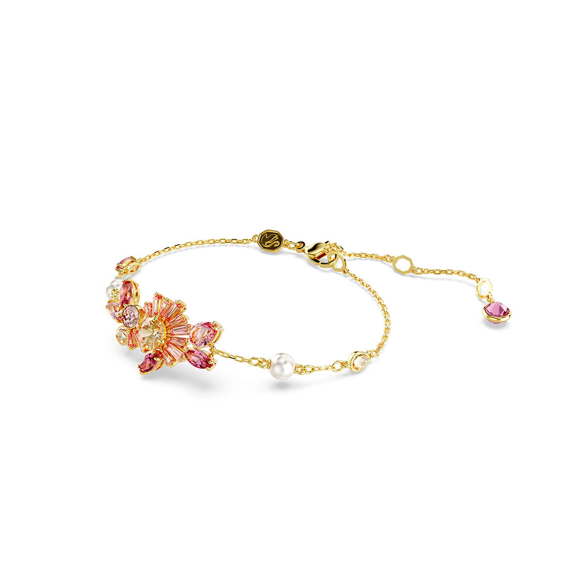 Swarovski Gema bracelet, Mixed cuts, Flower, Pink, Gold-tone plated
